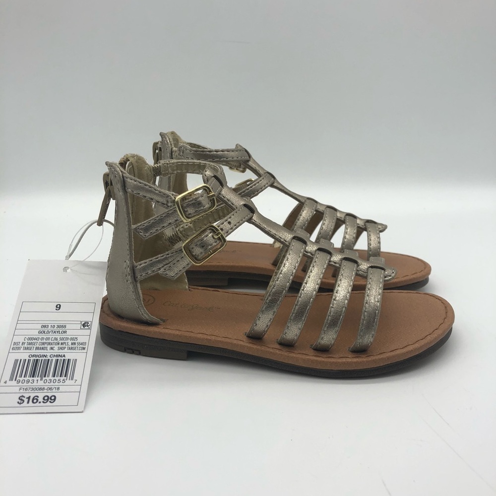 Cat & Jack Toddler Girls' Taylor Classic Gladiator Sandals Gold size 9 - Picture 8 of 12